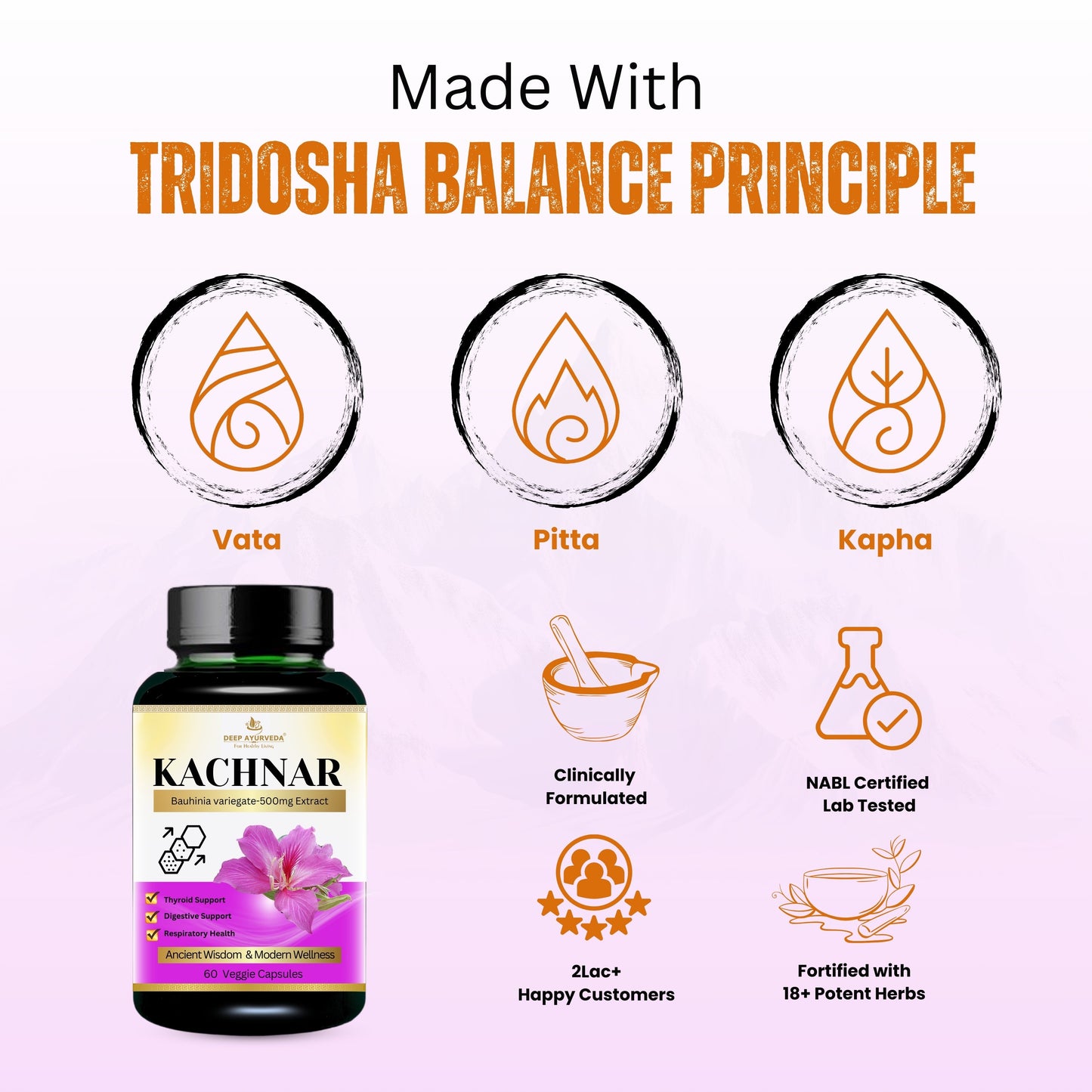 Kanchnar Vegan Capsules - Supports Thyroid Health, Detoxification & Wellness - Deep Ayurveda India