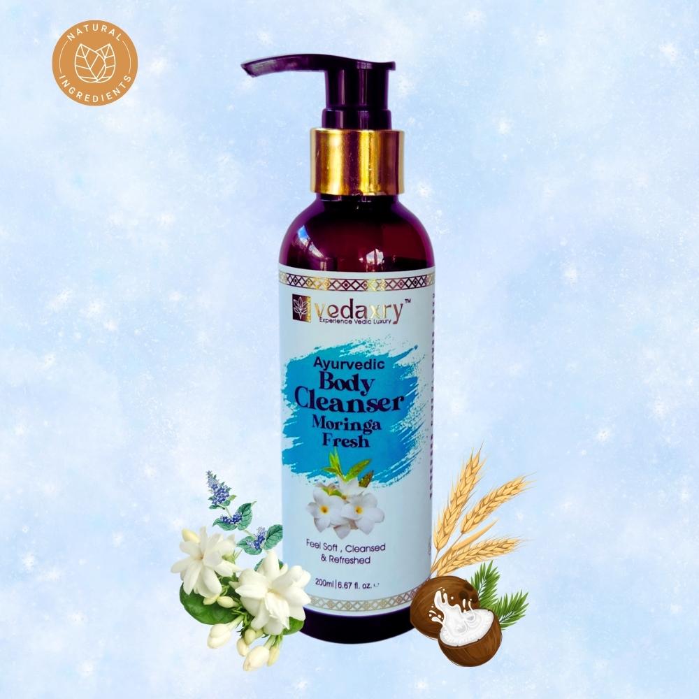 Vedaxry Moringa Fresh Body Cleanser (200ml) - Cleanses, Hydrates & Revitalizes Skin - Deep Ayurveda India