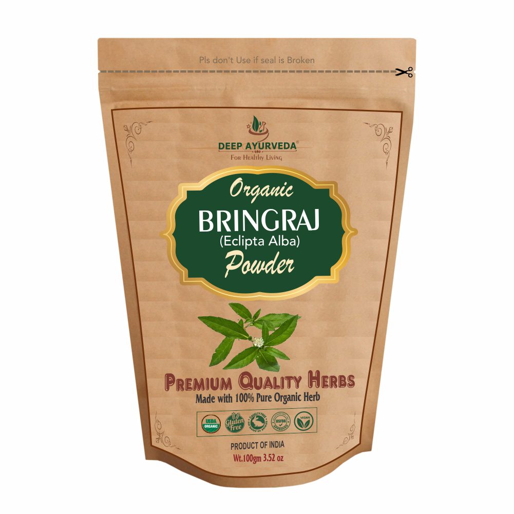 Organic Bhringraj Powder (Eclipta Alba) Helps in Hair Growth, Scalp Health, and Skin Nourishment - Deep Ayurveda India