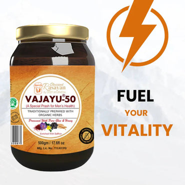 Vajayu 50 Prash + Pure Shilajit Gold Resin Combo - Deep Ayurveda India