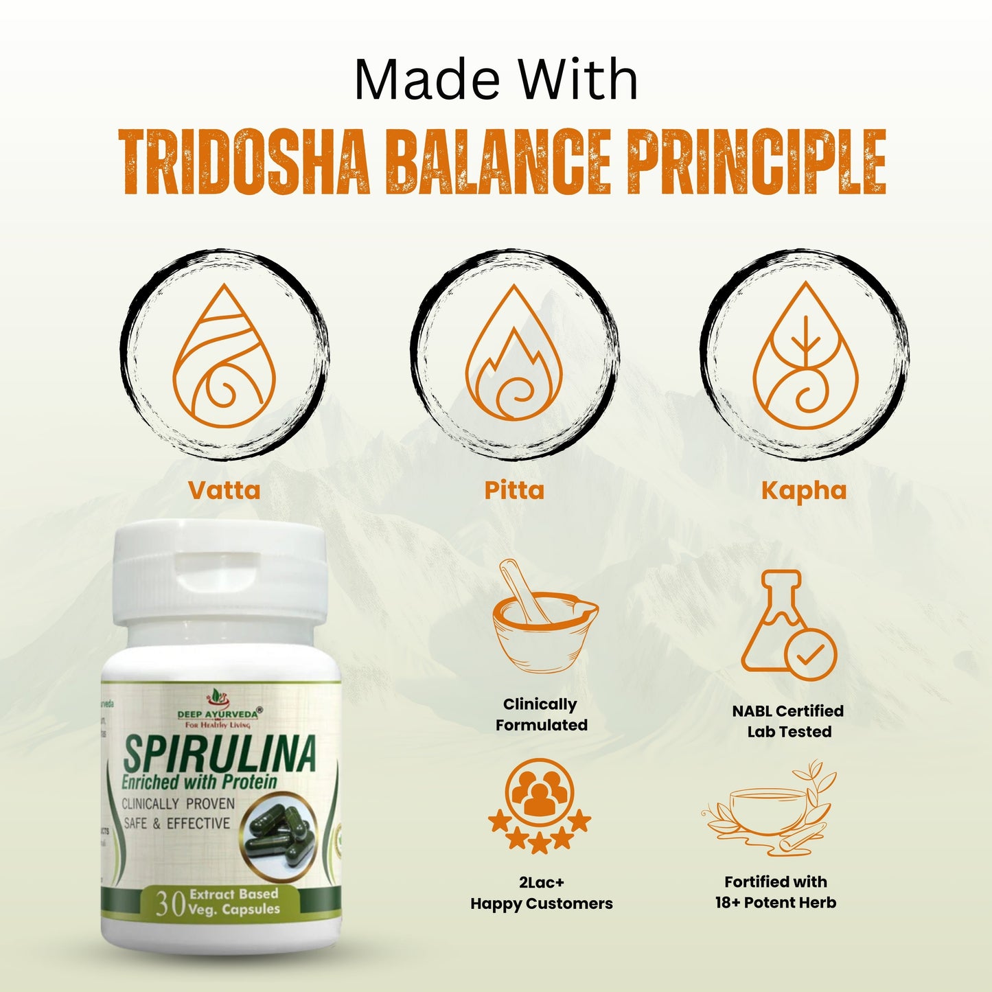 Spirulina Vegan Capsules - Boosts Energy, Immunity & Nutrient Intake - Deep Ayurveda India