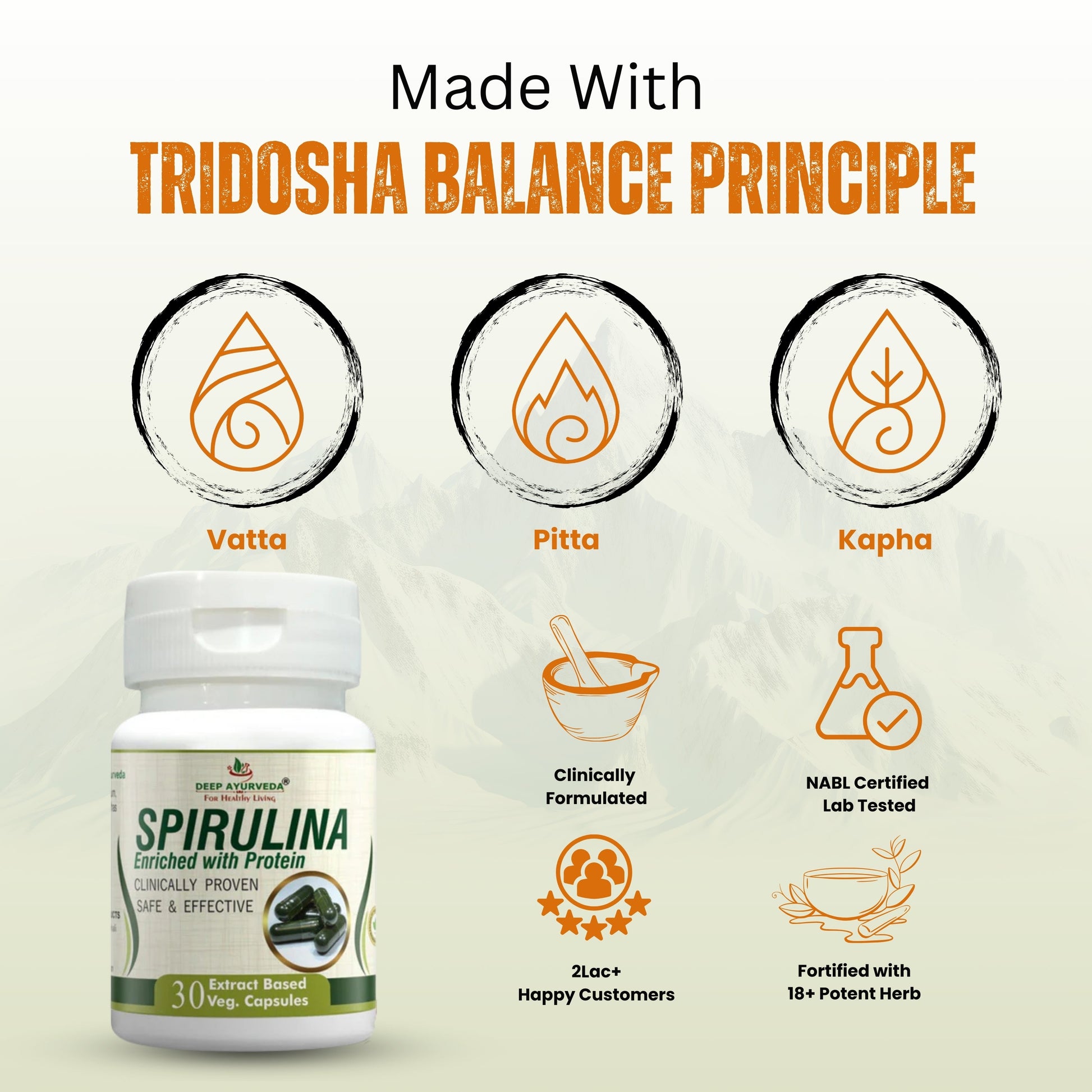 Spirulina Vegan Capsules - Boosts Energy, Immunity & Nutrient Intake - Deep Ayurveda India