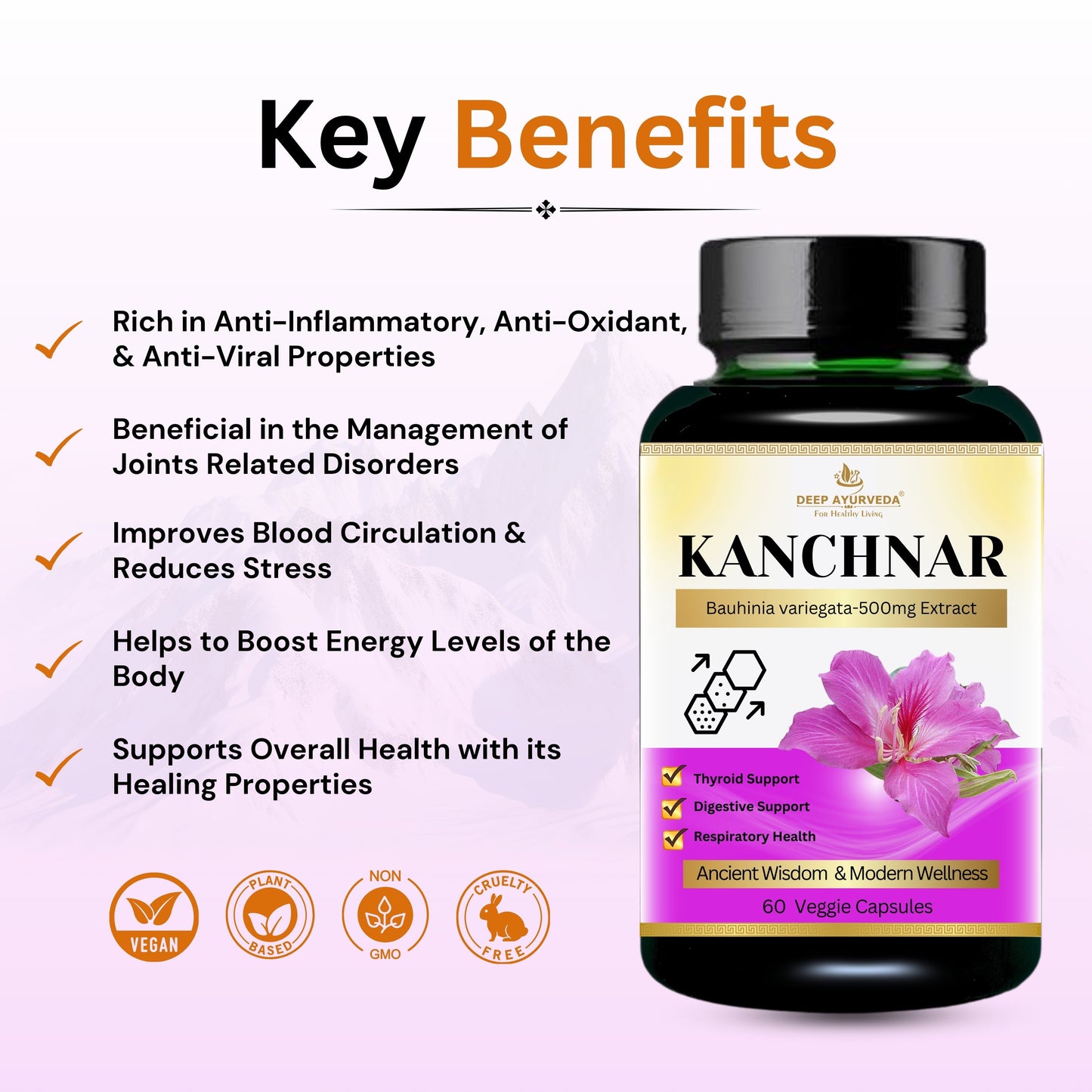 Kanchnar Vegan Capsules - Supports Thyroid Health, Detoxification & Wellness - Deep Ayurveda India