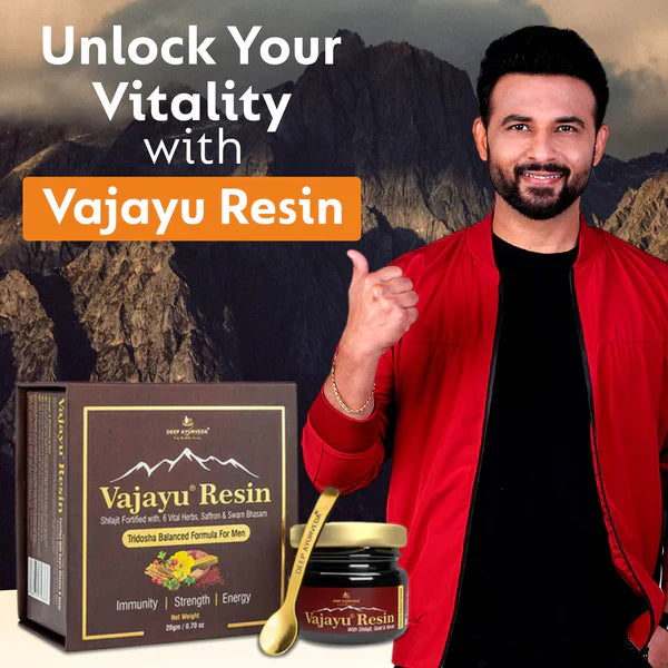 Vajayu 50 Prash + Pure Shilajit Gold Resin Combo - Deep Ayurveda India