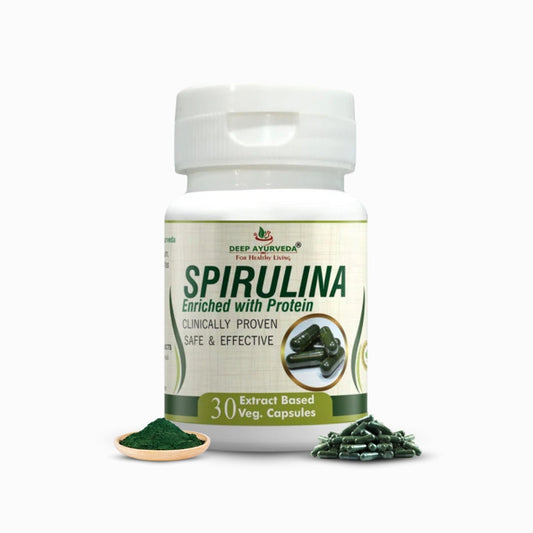 Spirulina Vegan Capsules - Boosts Energy, Immunity & Nutrient Intake - Deep Ayurveda India