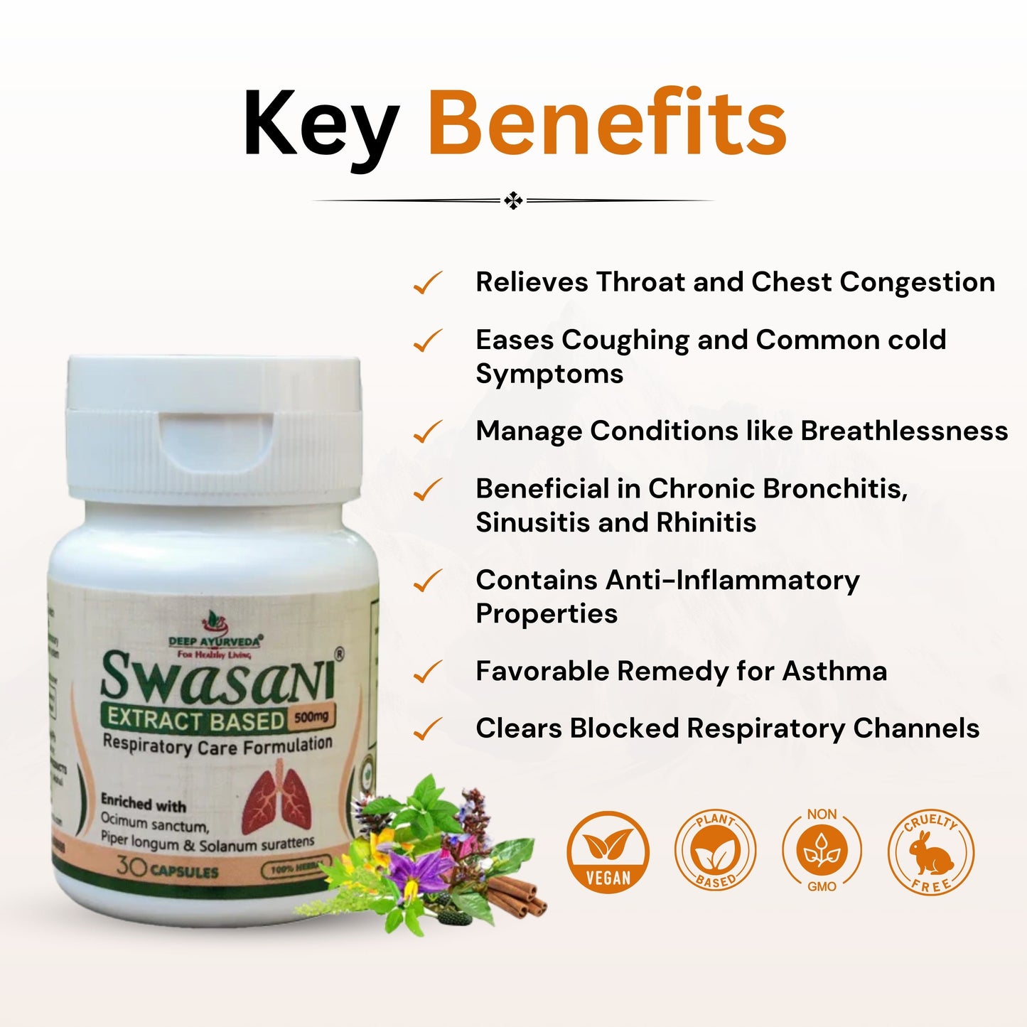 Swasani Capsule Used For Managing Asthma, Bronchitis and Cough - Deep Ayurveda India