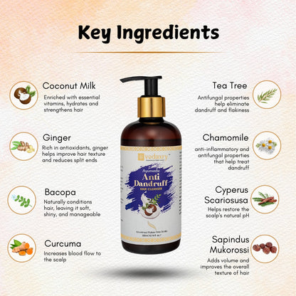 Vedaxry Anti-Dandruff Hair Cleanser (300ml) - Controls Dandruff, Reduces Hair Fall & Promotes Scalp Health - Deep Ayurveda India