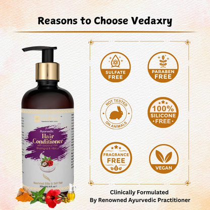 Vedaxry Ayurvedic Hair Conditioner (200ml) - Deep Conditioning, Smooth & Shiny Hair - Deep Ayurveda India