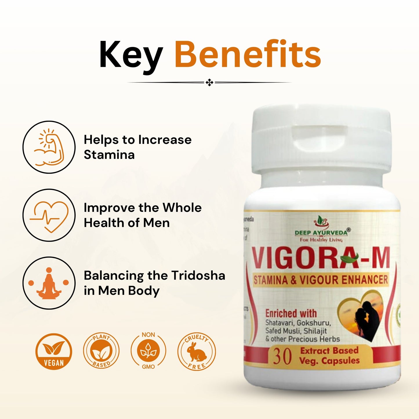 Vigo ra-M Capsule Improves Male Vitality, Strength and Stamina - Deep Ayurveda India