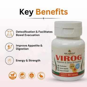 Virog Tablet Imrpves Digestion and Helps in Viral Infections - Deep Ayurveda India