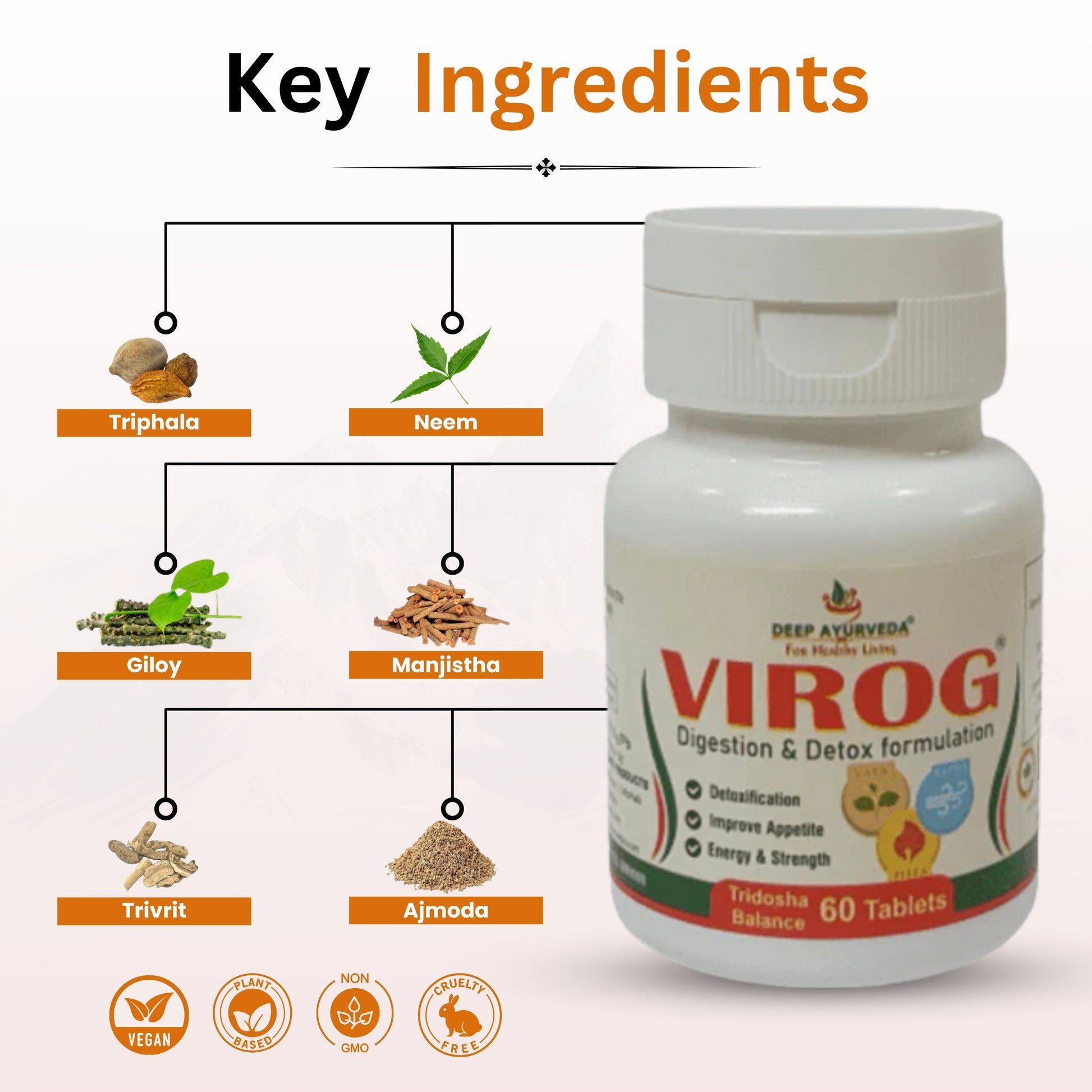 Virog Tablet Imrpves Digestion and Helps in Viral Infections - Deep Ayurveda India
