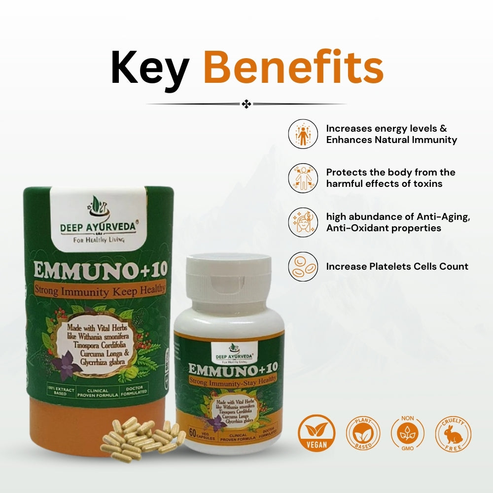 Emmuno+10 Improves Immunity, Energy and Helps in Cough and Cold - Deep Ayurveda India