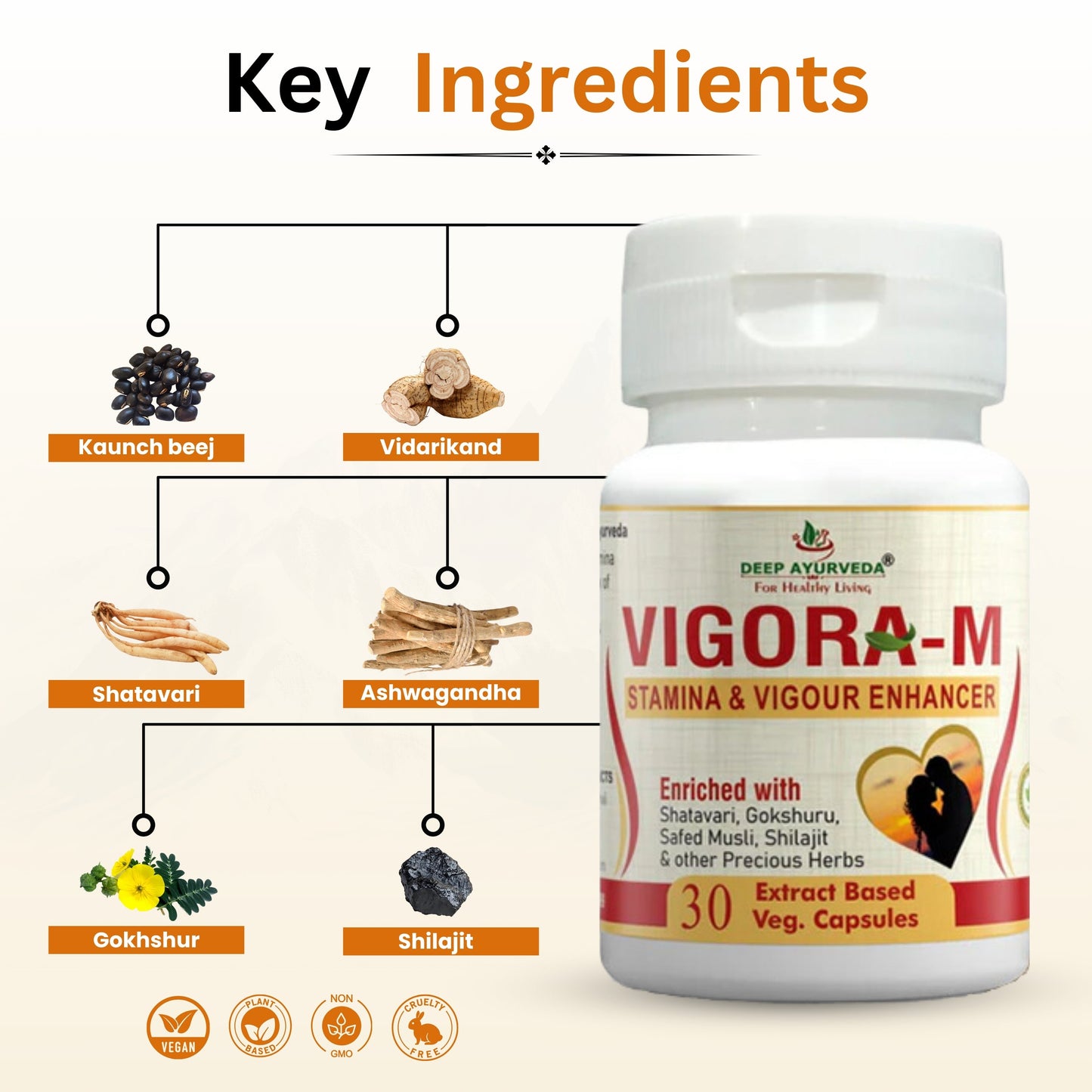 Vigo ra-M Capsule Improves Male Vitality, Strength and Stamina - Deep Ayurveda India