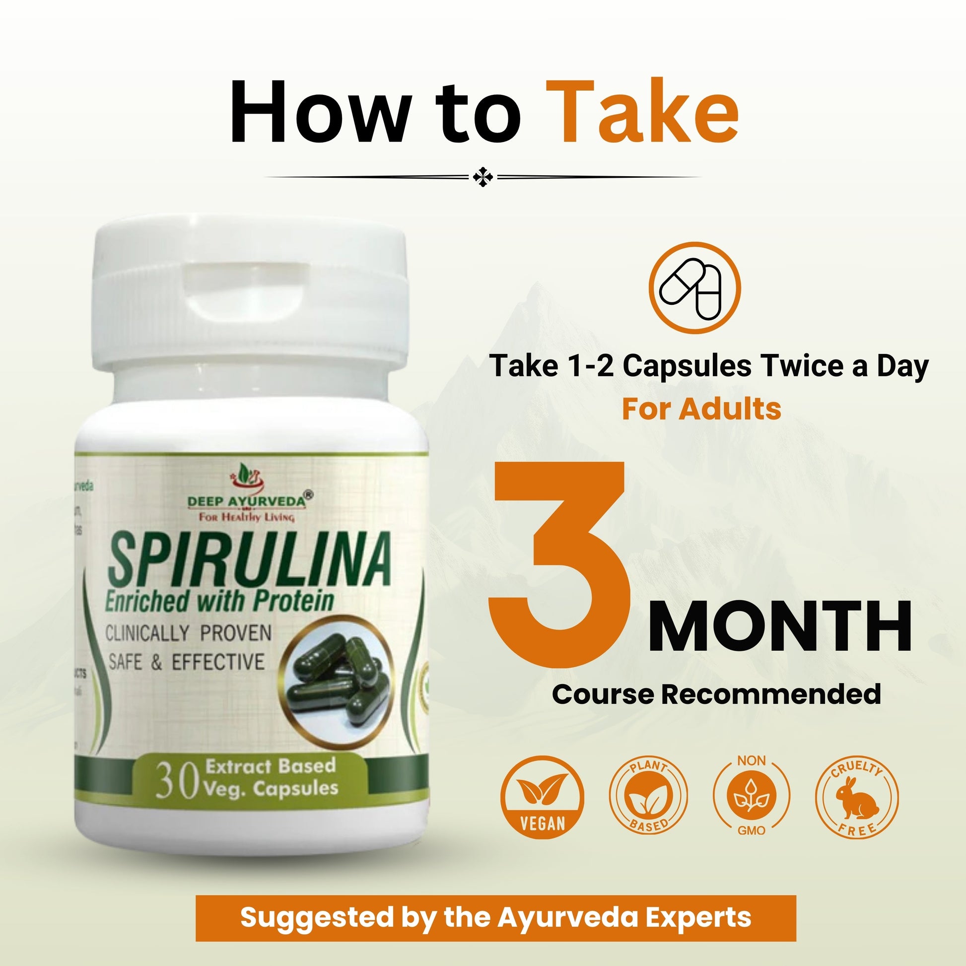 Spirulina Vegan Capsules - Boosts Energy, Immunity & Nutrient Intake - Deep Ayurveda India