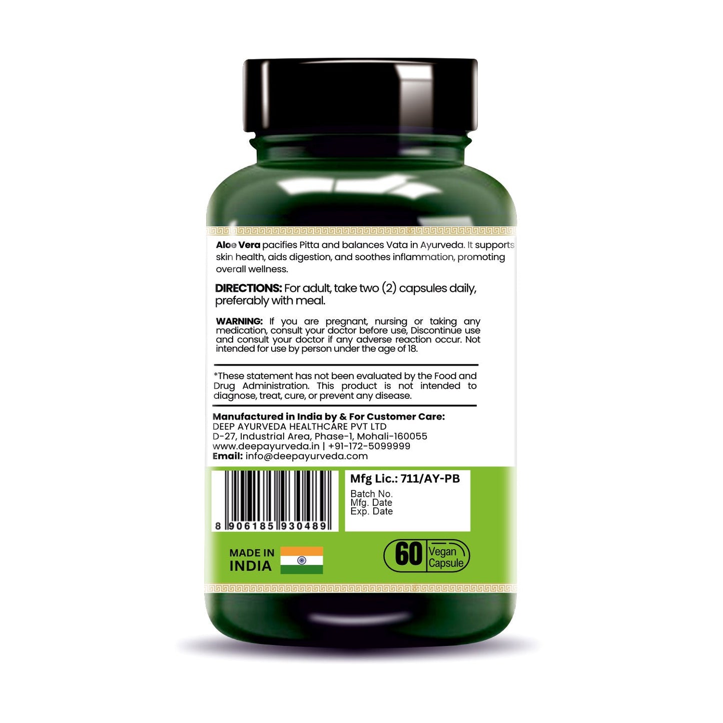 Aloe vera vegan capsules by Deep Ayurveda