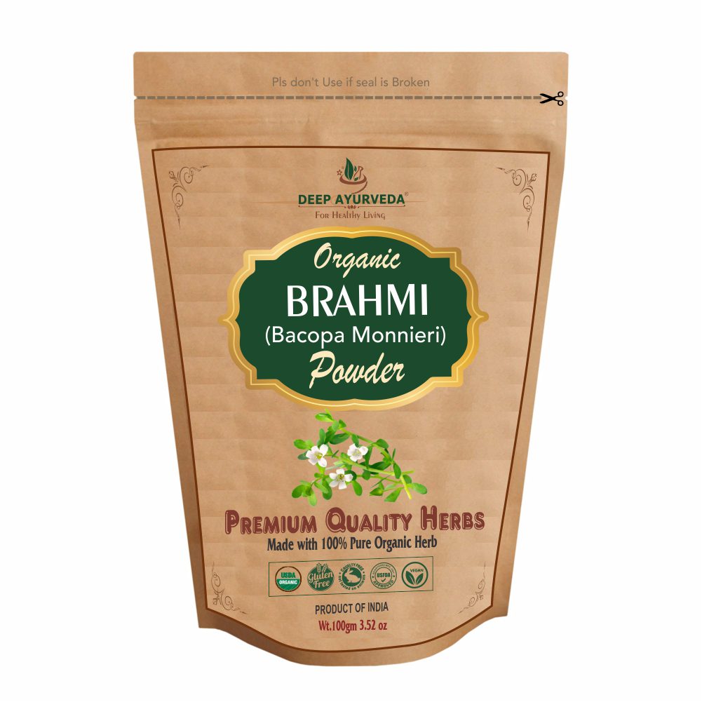 Organic Brahmi Powder (Bacopa Monnieri) Improves Cognitive Function and Reduces Stress - Deep Ayurveda India