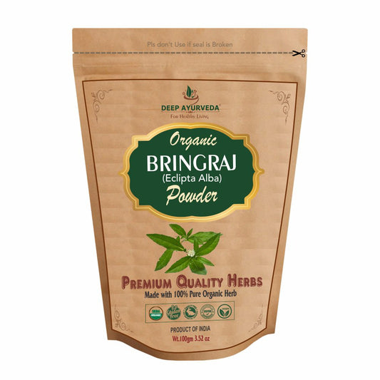 Organic Bhringraj Powder (Eclipta Alba) Helps in Hair Growth, Scalp Health, and Skin Nourishment - Deep Ayurveda India