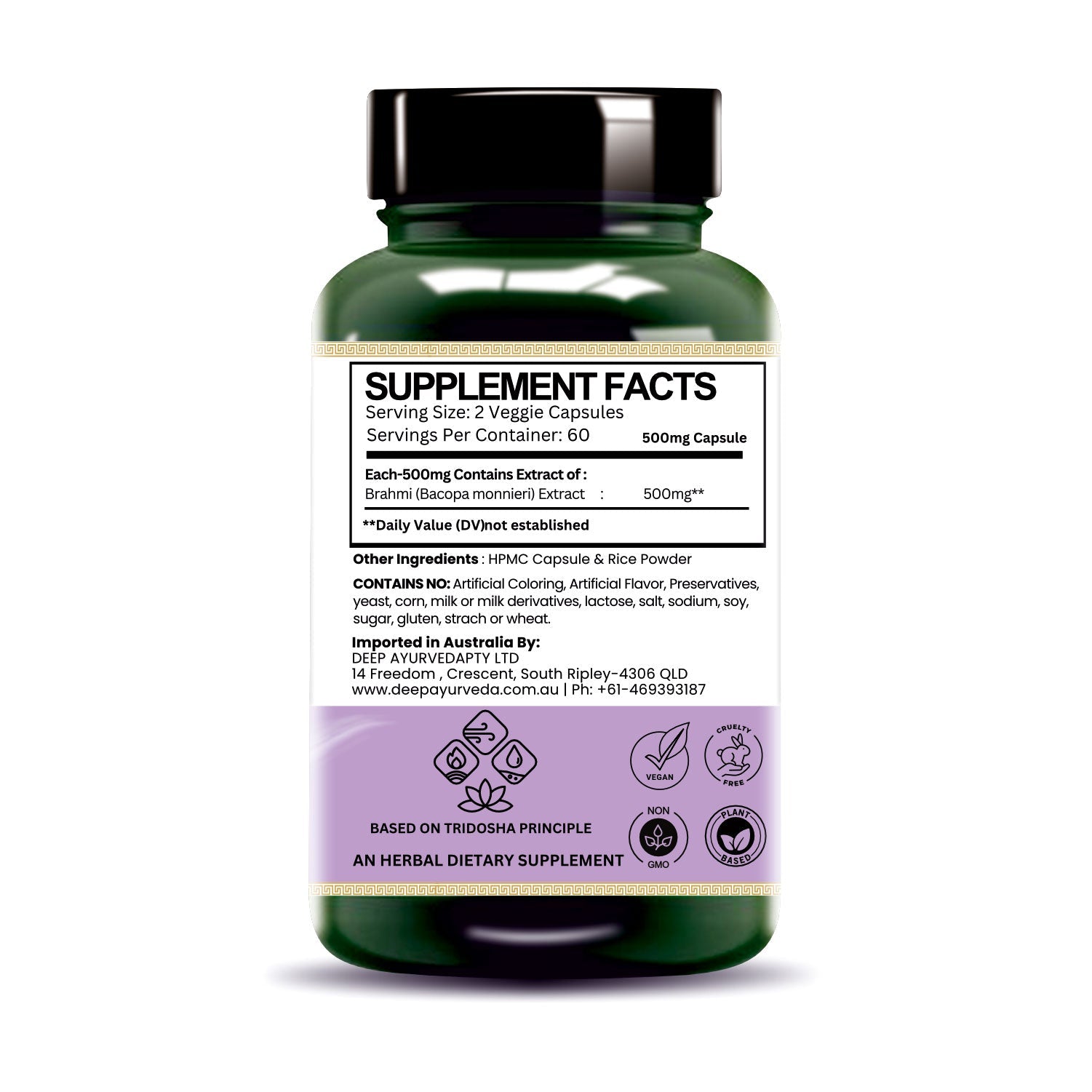 Brahmi vegan capsules by Deep Ayurveda enhances memory