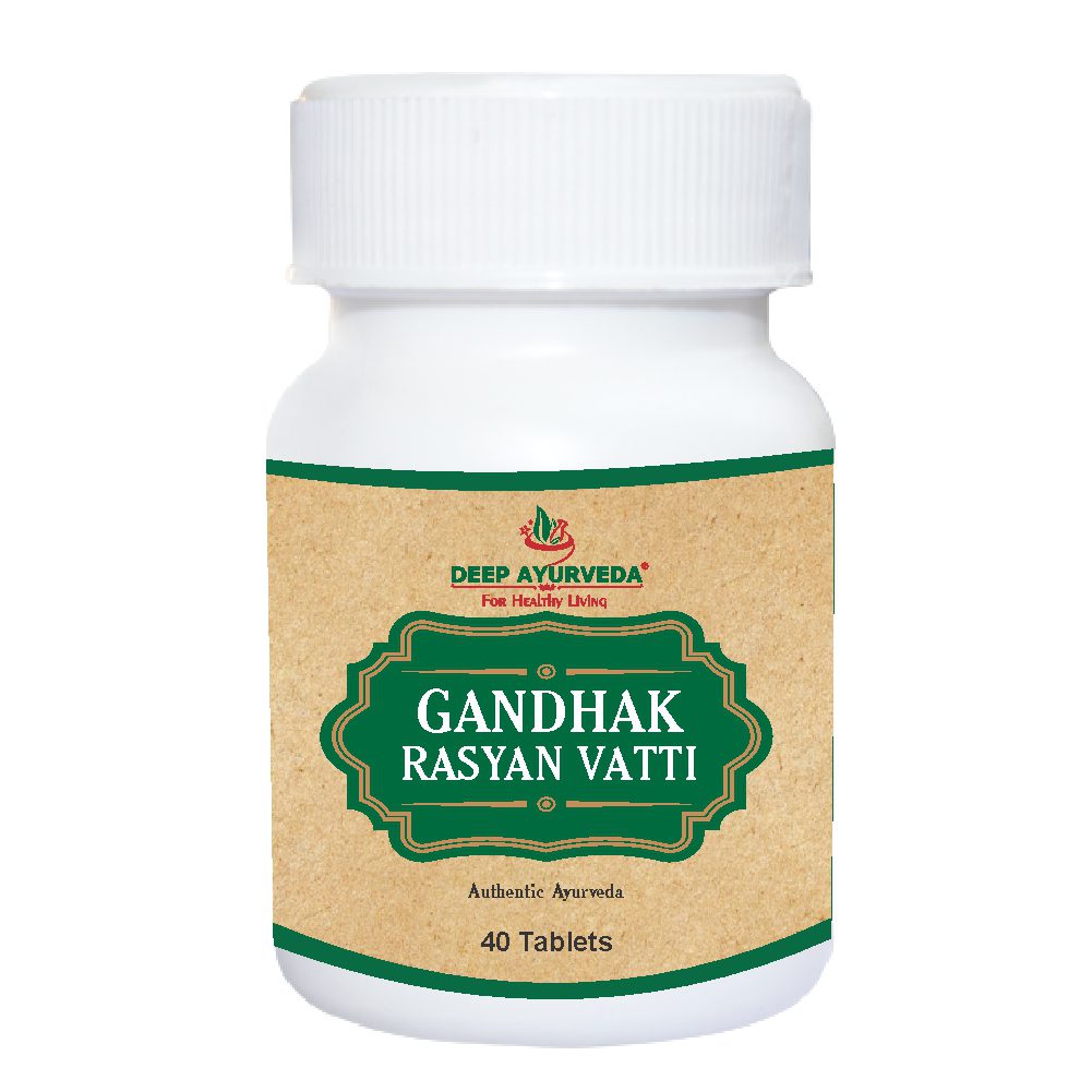 Gandhak Rasayan Vati - Purifies Blood, Promotes Skin Health & Detoxification - Deep Ayurveda India