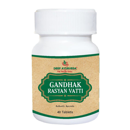 Gandhak Rasayan Vati - Purifies Blood, Promotes Skin Health & Detoxification - Deep Ayurveda India