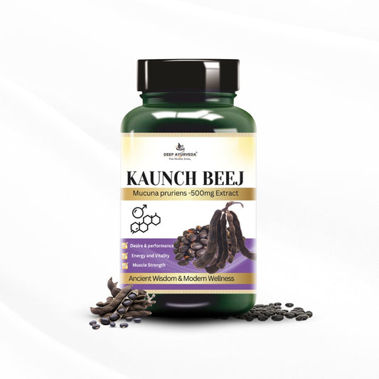 Kaunch beej capsules enhances stamina, strength and reproductive health by Deep Ayurveda