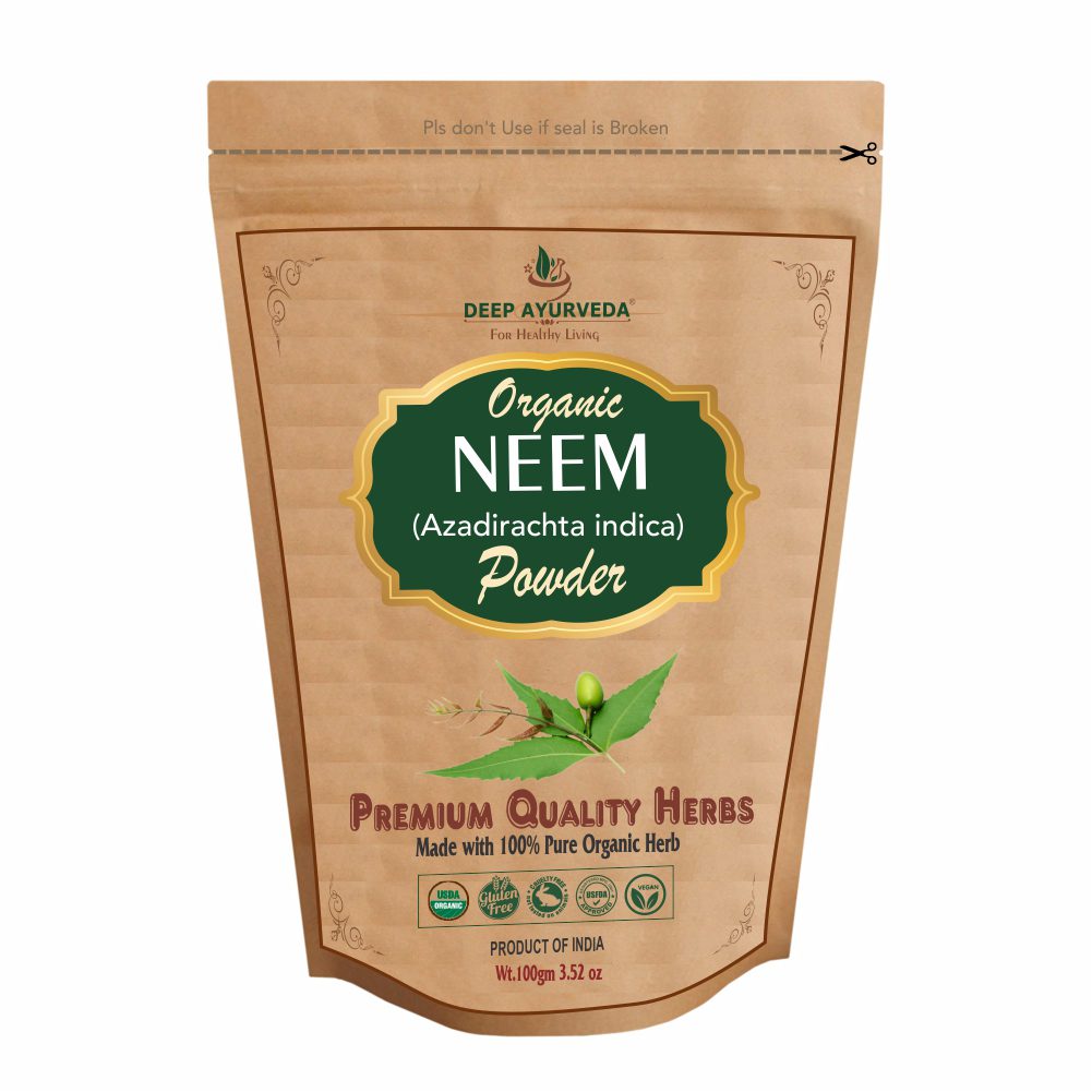 Organic Neem Powder (Azadirachta indica) - Cleanses Skin, Purifies Blood & Detoxifies Naturally - Deep Ayurveda India