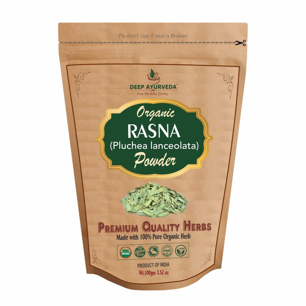 Organic Rasna Powder (Pluchea lanceolata) - Relieves Arthritis, Eases Joint Pain & Reduces Inflammation - Deep Ayurveda India