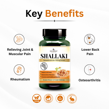 Shallaki vegan capsules by Deep Ayurveda reduces joint pain, supports mobility and bone health key benefits