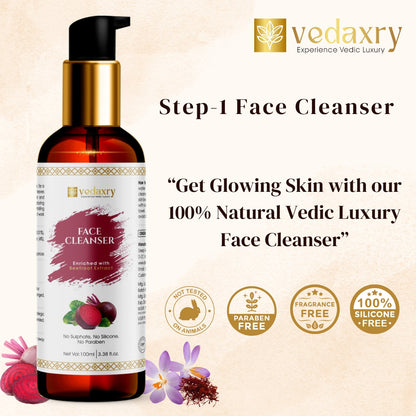 Vedaxry 3-Step Ayurvedic Face Care Vedic Pack (Face Cleanser, Face Toner, Face Serum) - Complete Skin Care Regimen - Deep Ayurveda India