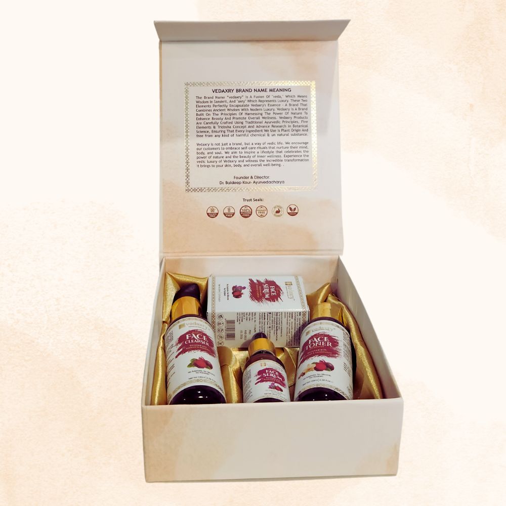 Vedaxry 3-Step Ayurvedic Face Care Vedic Pack (Face Cleanser, Face Toner, Face Serum) - Complete Skin Care Regimen - Deep Ayurveda India