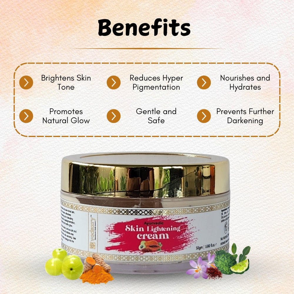 Vedaxry Skin Lightening Cream for Melasma & Dark Spots (50gm) - Brightens Skin, Reduces Pigmentation & Blemishes - Deep Ayurveda India