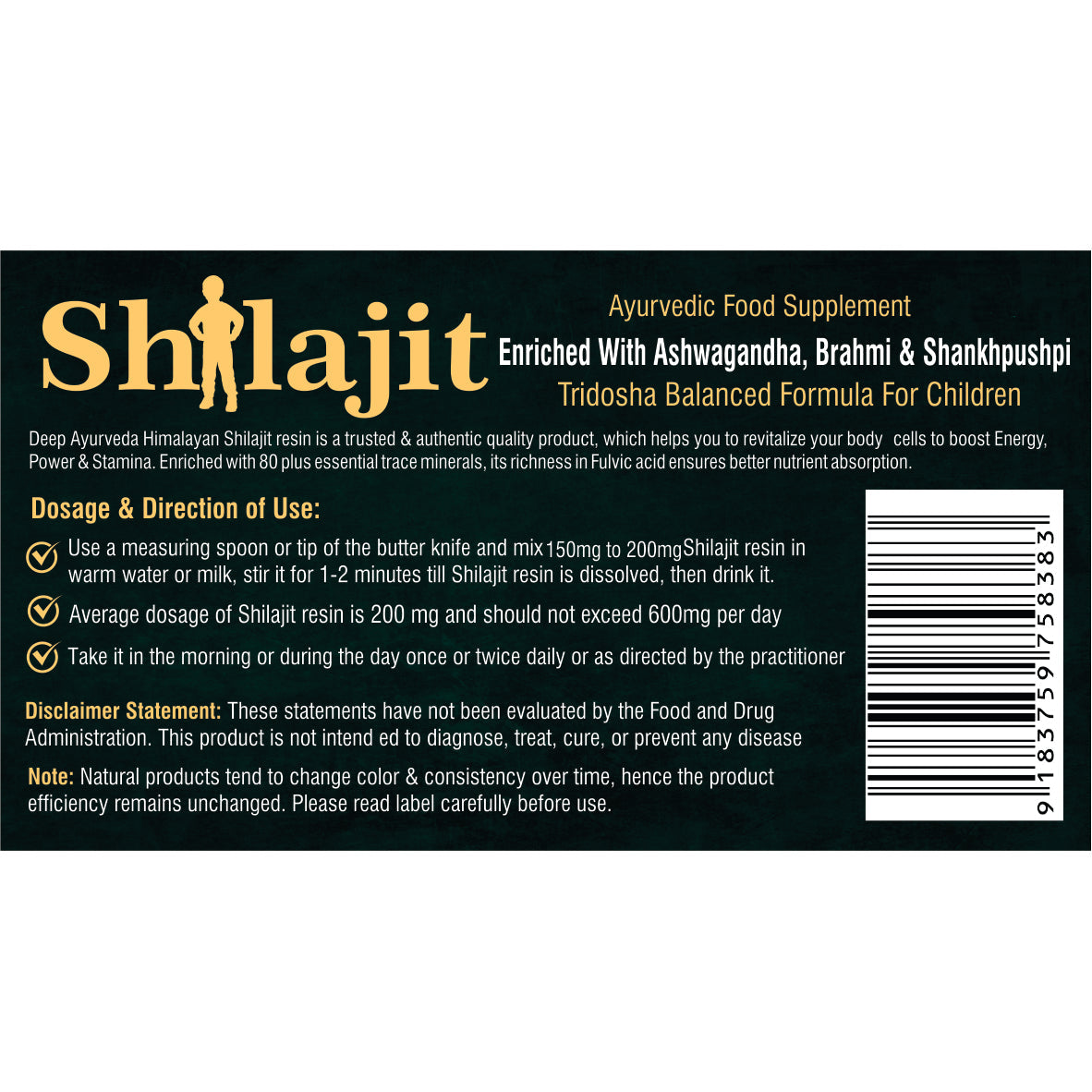 Shilajit Resin for Children - Enhances Strength, Immunity & Cognitive Development - Deep Ayurveda India