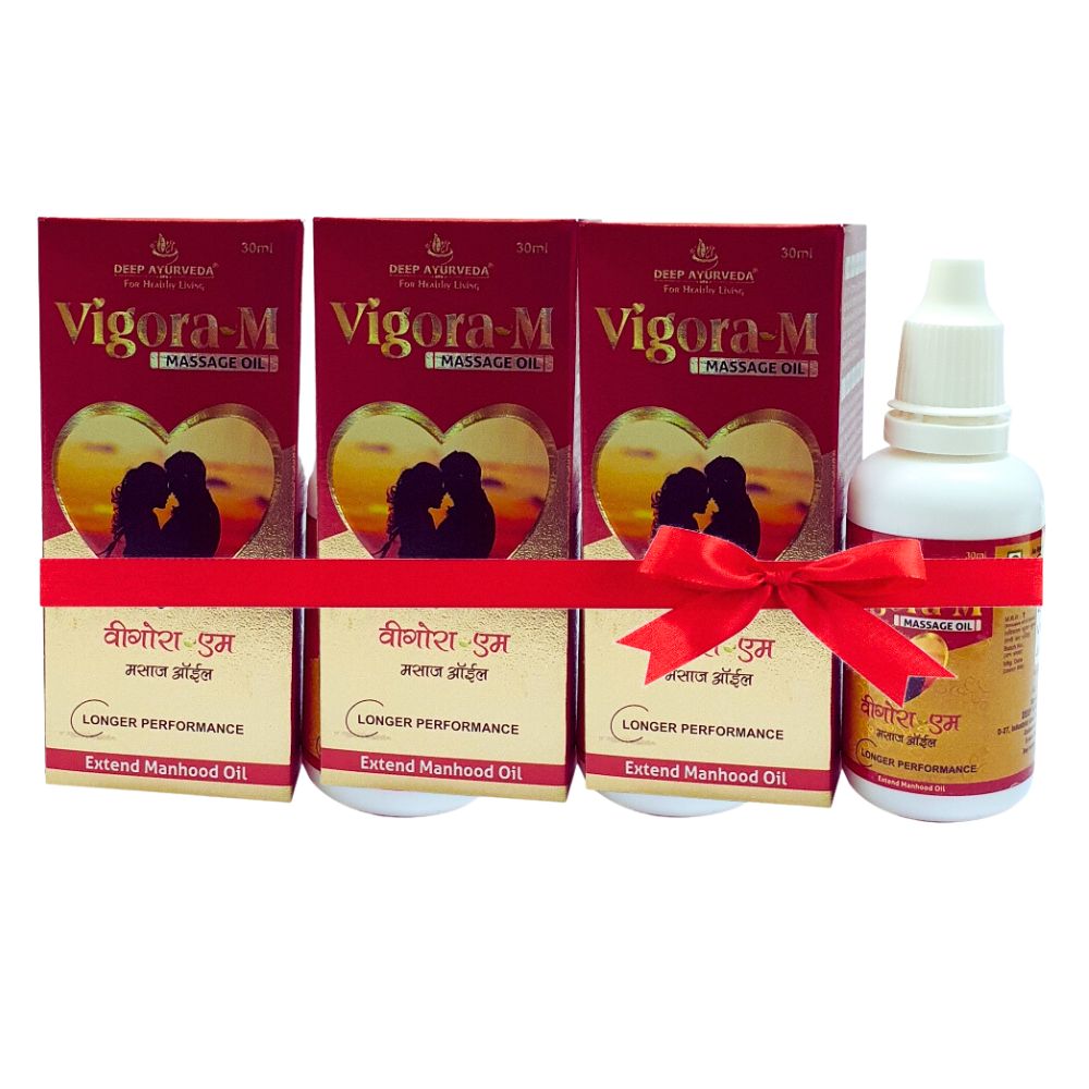 Vigora-M Massage Oil for Male - Boosts Stamina, Relieves Muscle Pain & Enhances Performance - Deep Ayurveda India