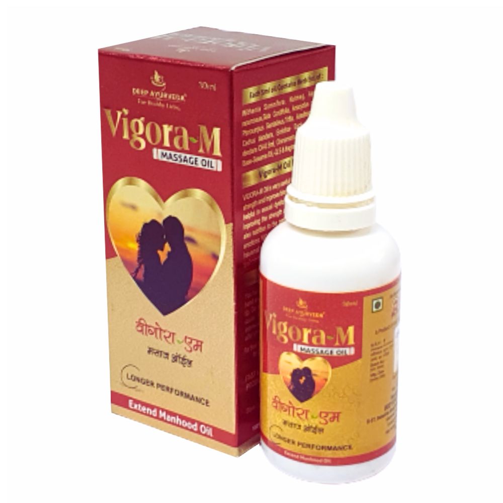 Vigora-M Massage Oil for Male - Boosts Stamina, Relieves Muscle Pain & Enhances Performance - Deep Ayurveda India