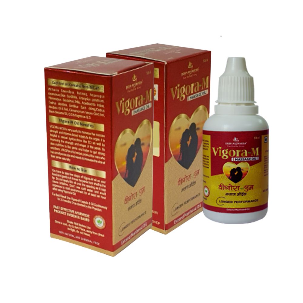 Vigora-M Massage Oil for Male - Boosts Stamina, Relieves Muscle Pain & Enhances Performance - Deep Ayurveda India